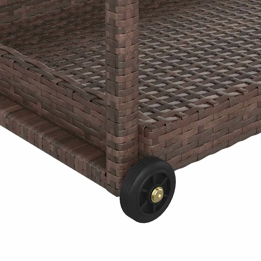 Bar Cart Brown 100x45x83 cm Poly Rattan Kitchen Dining Trolley Service Cart