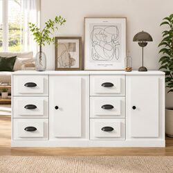 Elegant White Sideboards Storage Cabinet Set of 2