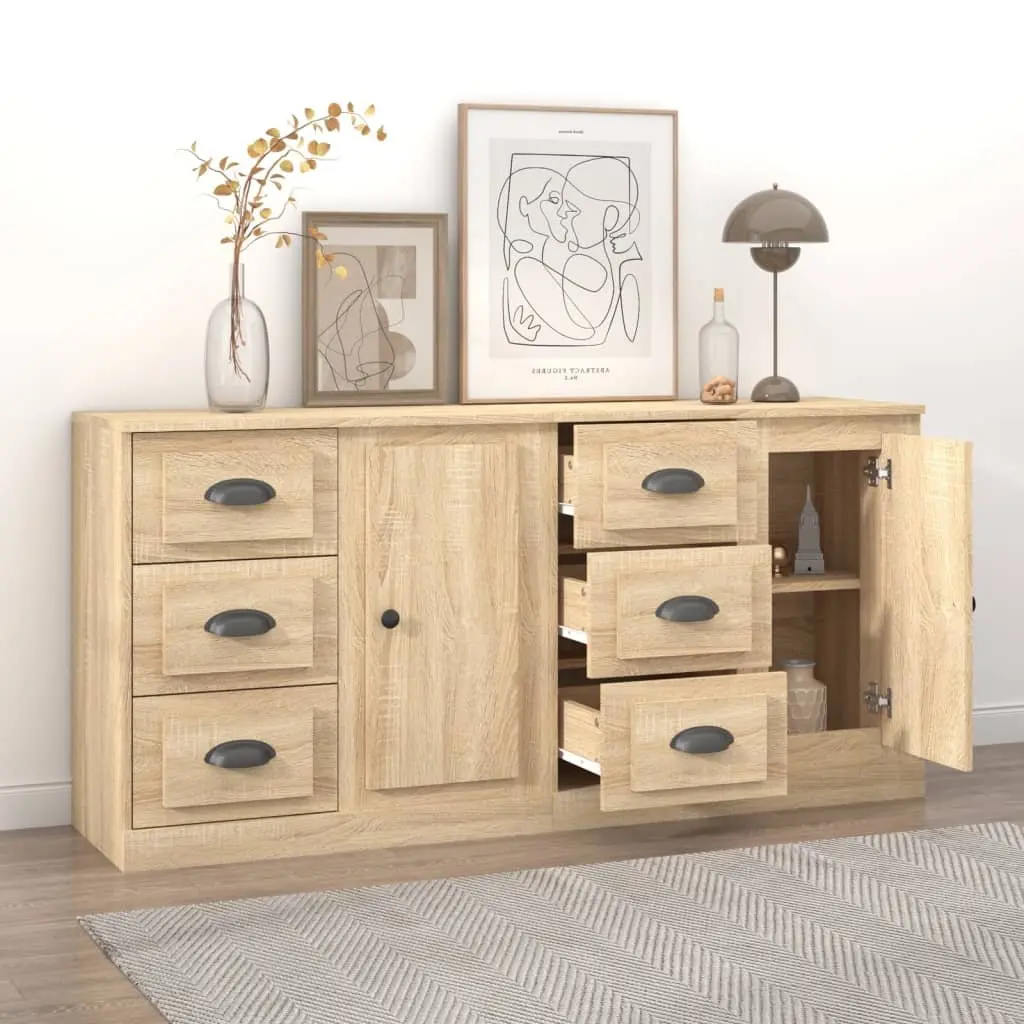 Brown Sideboard Cabinet Set for Home Storage