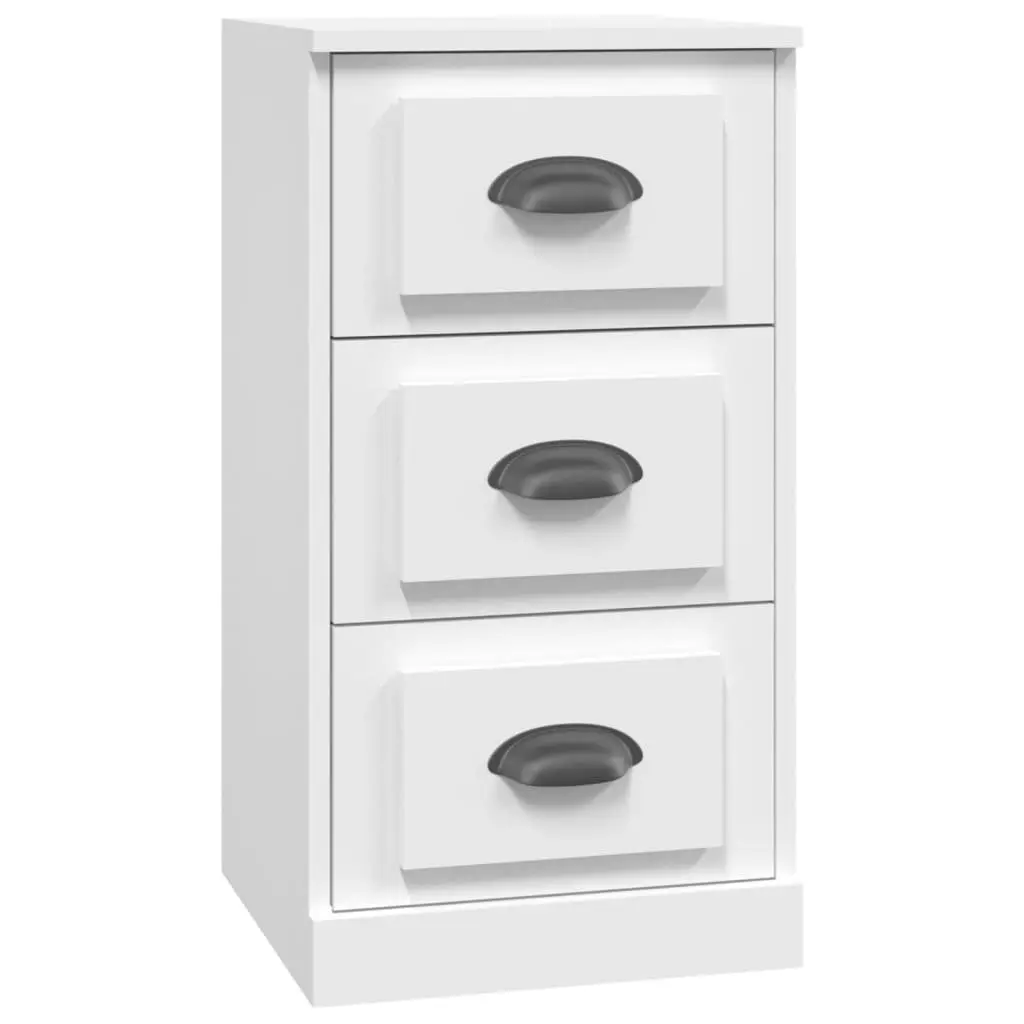 Set of 3 White Engineered Wood Sideboards for Storage
