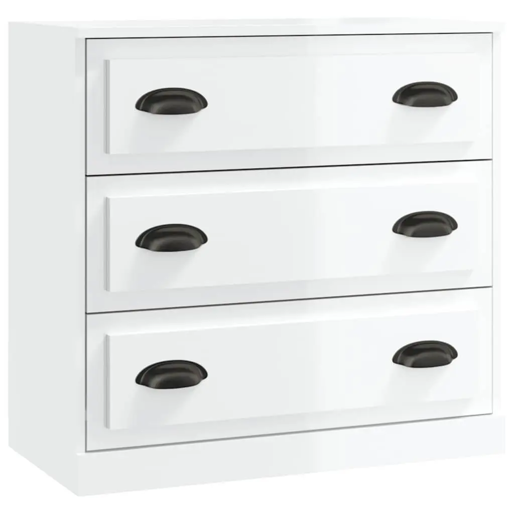 Set of 2 White High Gloss Sideboards for Storage