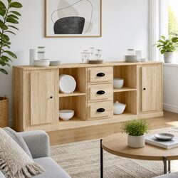3-Piece Sonoma Oak Sideboards for Stylish Storage