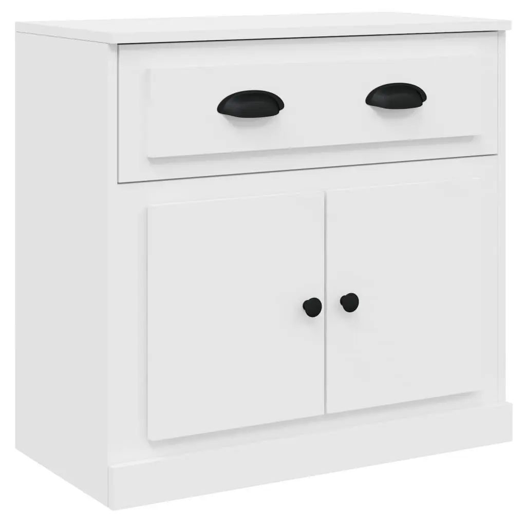 Set of 3 White Engineered Wood Sideboards for Storage