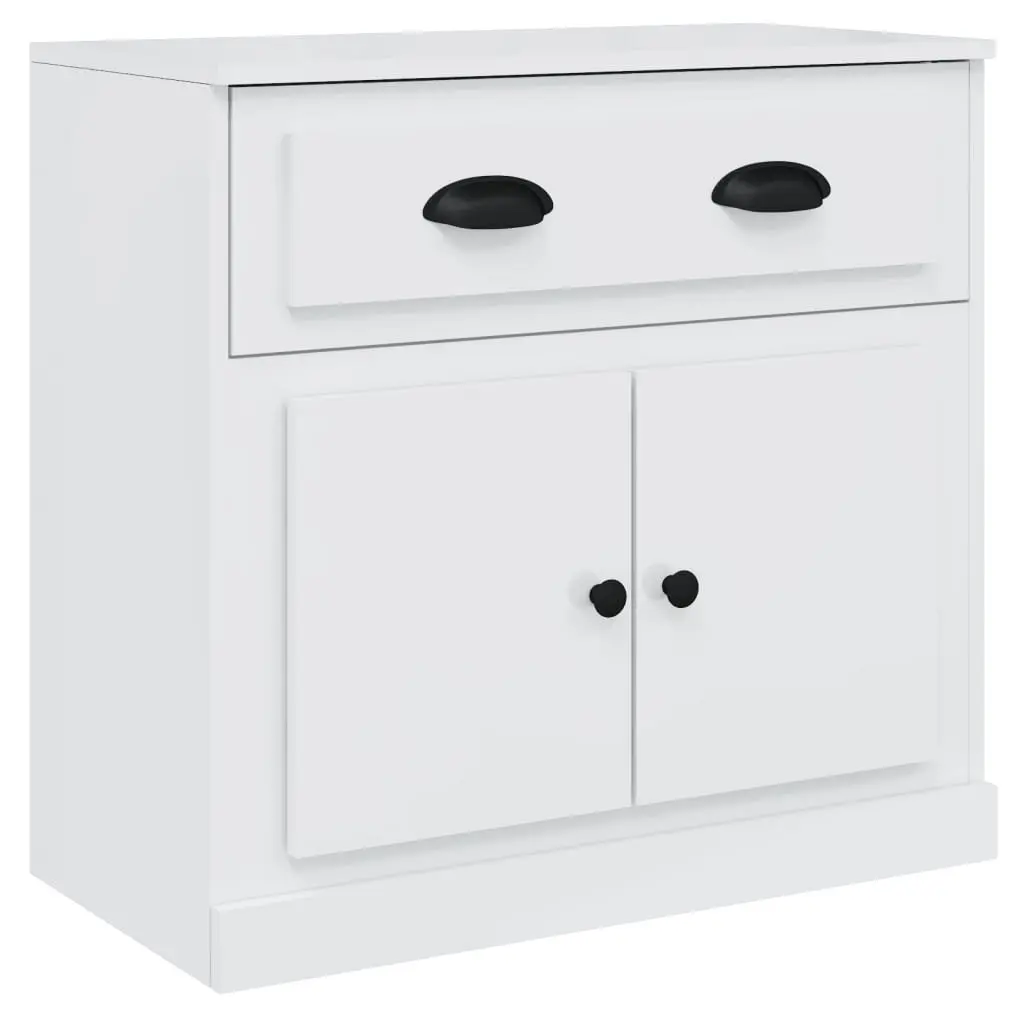 White High Gloss Sideboards Set of 3 Engineered Wood Storage Cabinet Buffet Display Furniture