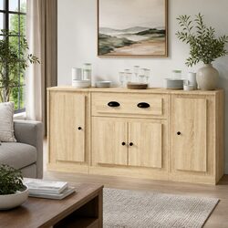 3-Piece Brown Engineered Wood Sideboard Set