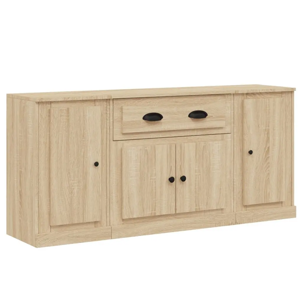 3-Piece Brown Engineered Wood Sideboard Set
