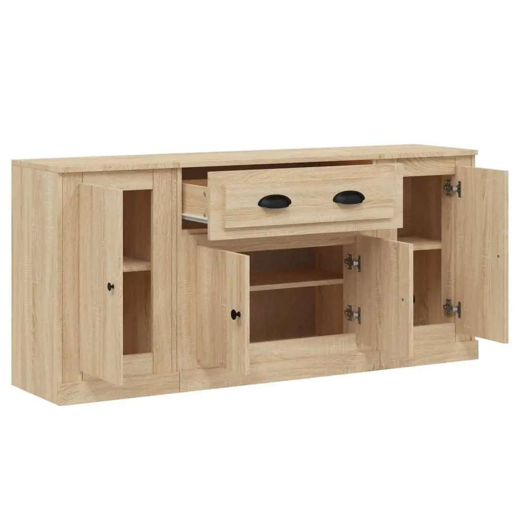 3-Piece Brown Engineered Wood Sideboard Set