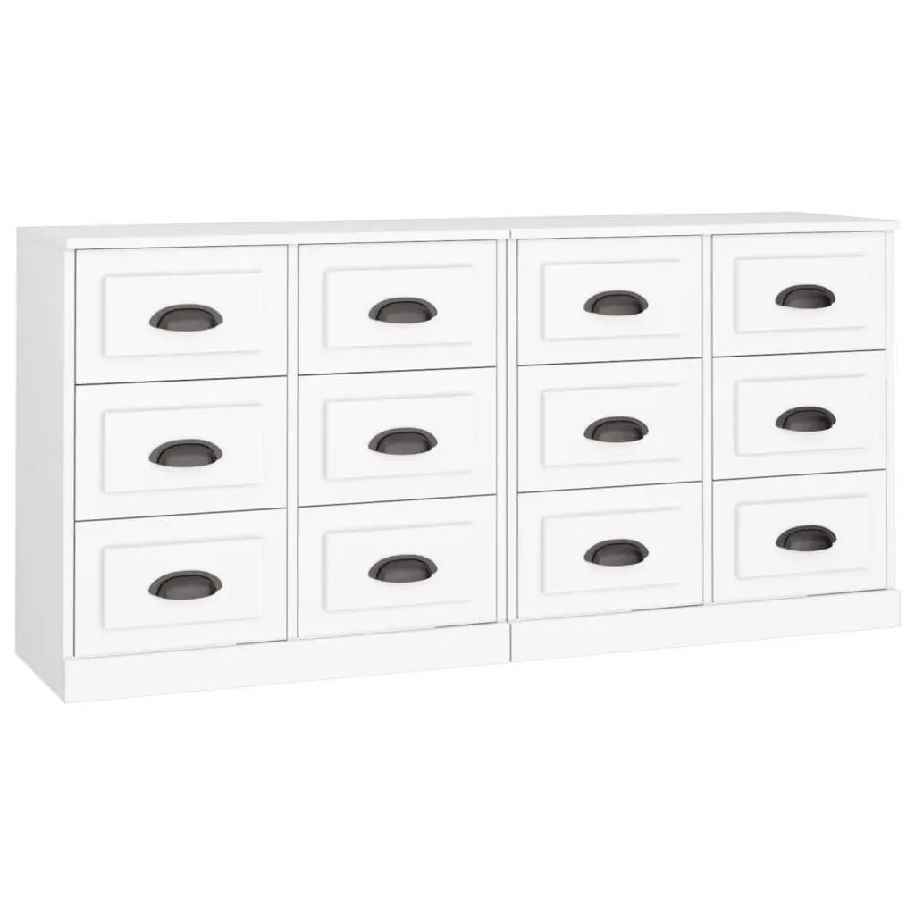 White Engineered Wood Sideboard Cabinet Set