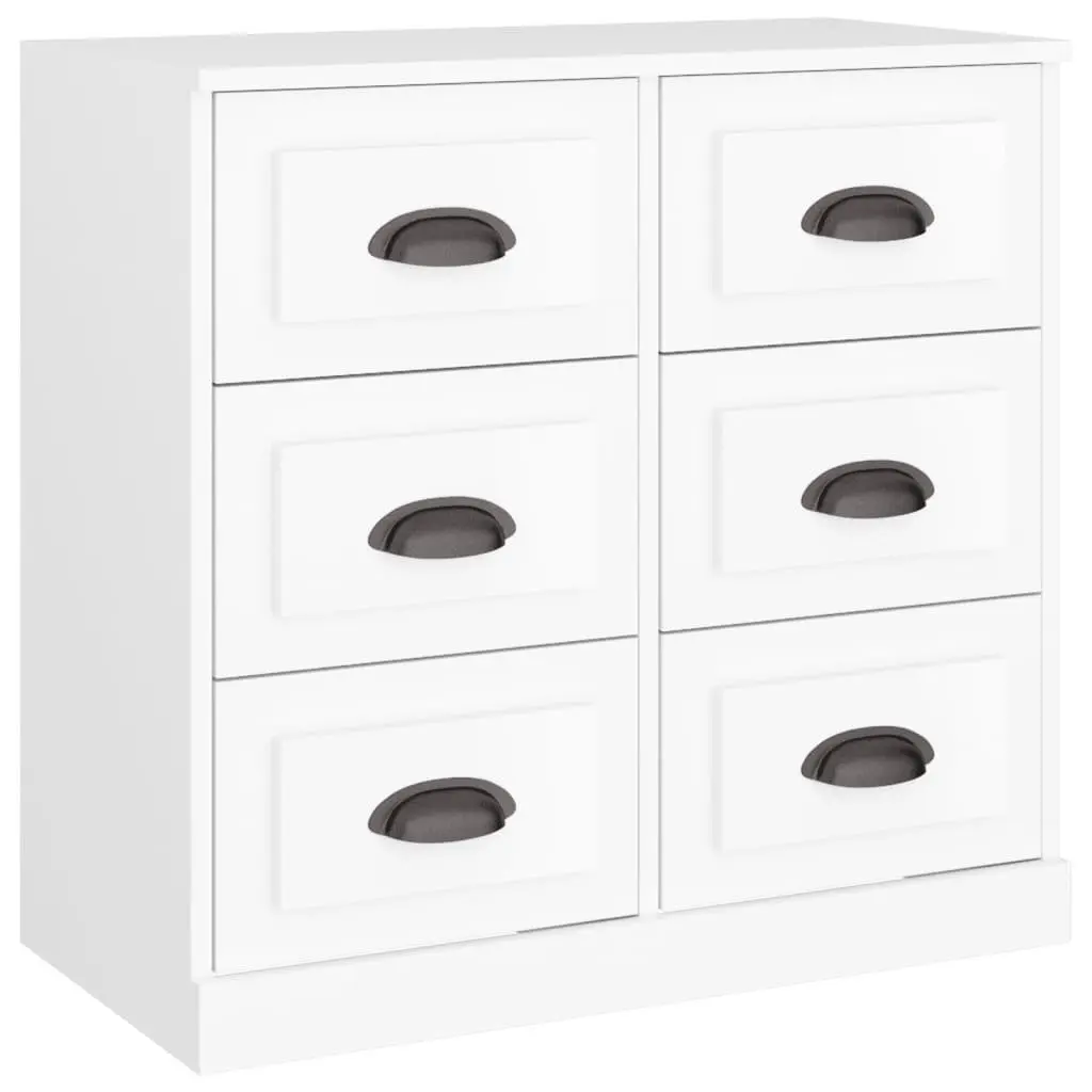 White Engineered Wood Sideboard Cabinet Set