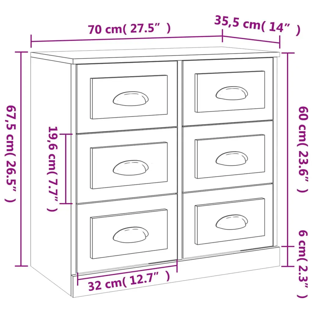 White Engineered Wood Sideboard Cabinet Set