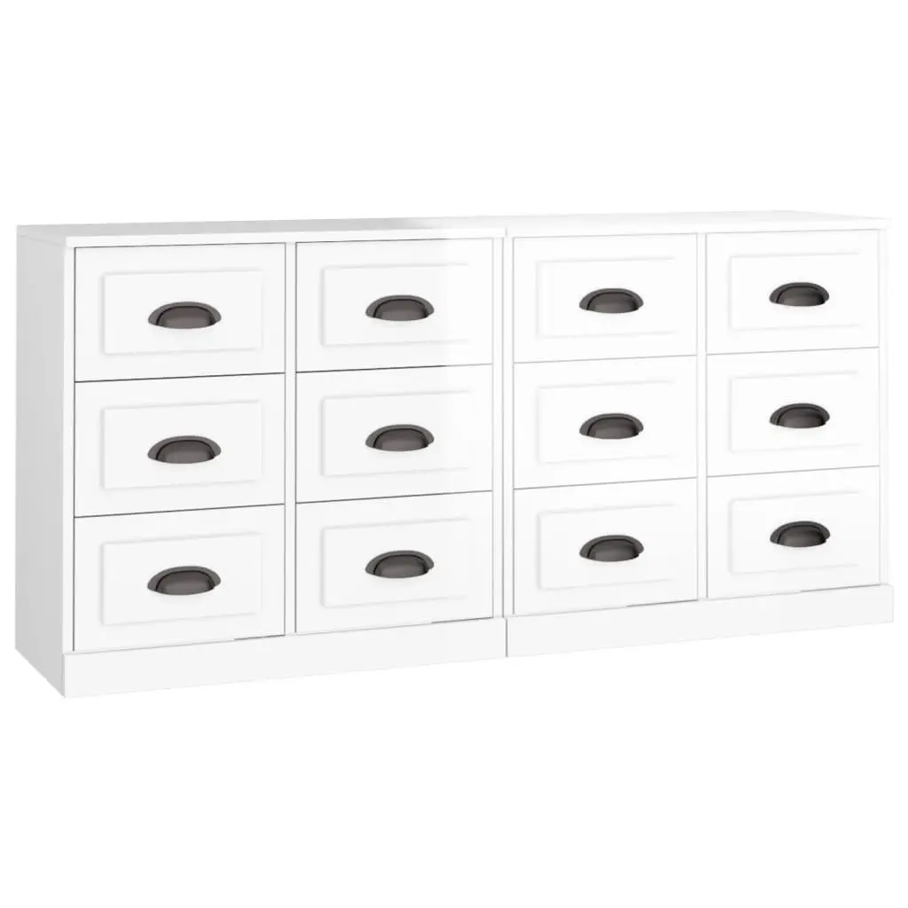 High Gloss White Sideboards Engineered Wood Cabinet Storage Buffet Furniture