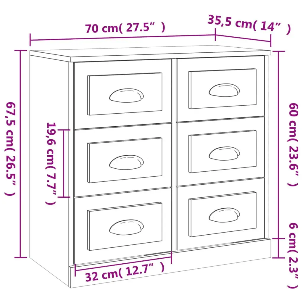 High Gloss White Sideboards Engineered Wood Cabinet Storage Buffet Furniture