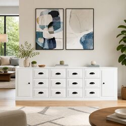 Elegant White Engineered Wood Sideboard Cabinet