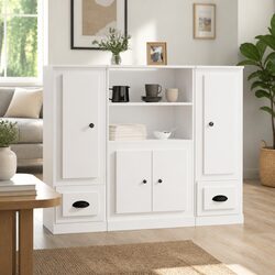 Elegant White Highboards Set for Functional Storage