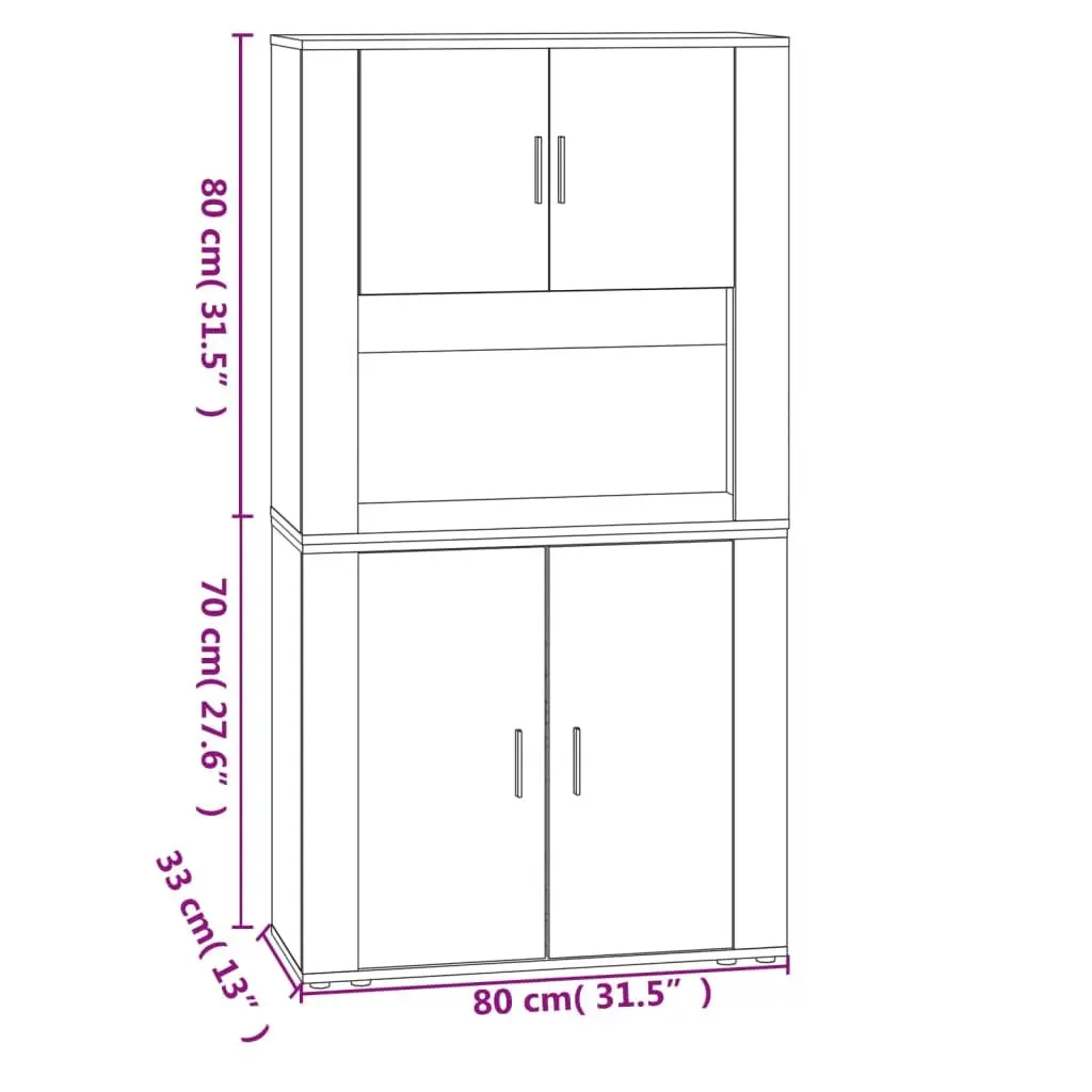 Highboard White Engineered Wood Sideboard Wall-Mounted Storage Cabinet Furniture