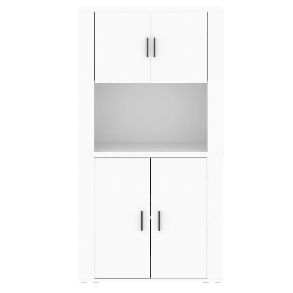 Highboard White Engineered Wood Sideboard Wall-Mounted Storage Cabinet Furniture