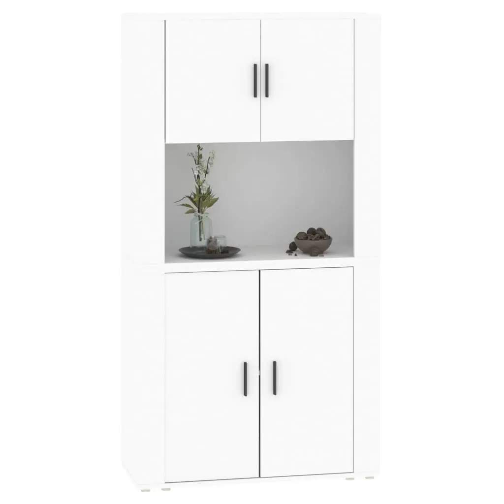 Highboard White Engineered Wood Sideboard Wall-Mounted Storage Cabinet Furniture