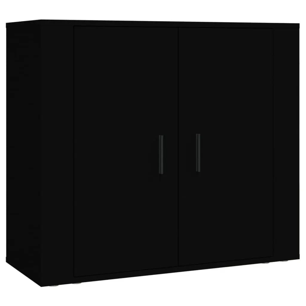 Highboard Black Engineered Wood Wall-Mounted Storage Cabinet Sideboard
