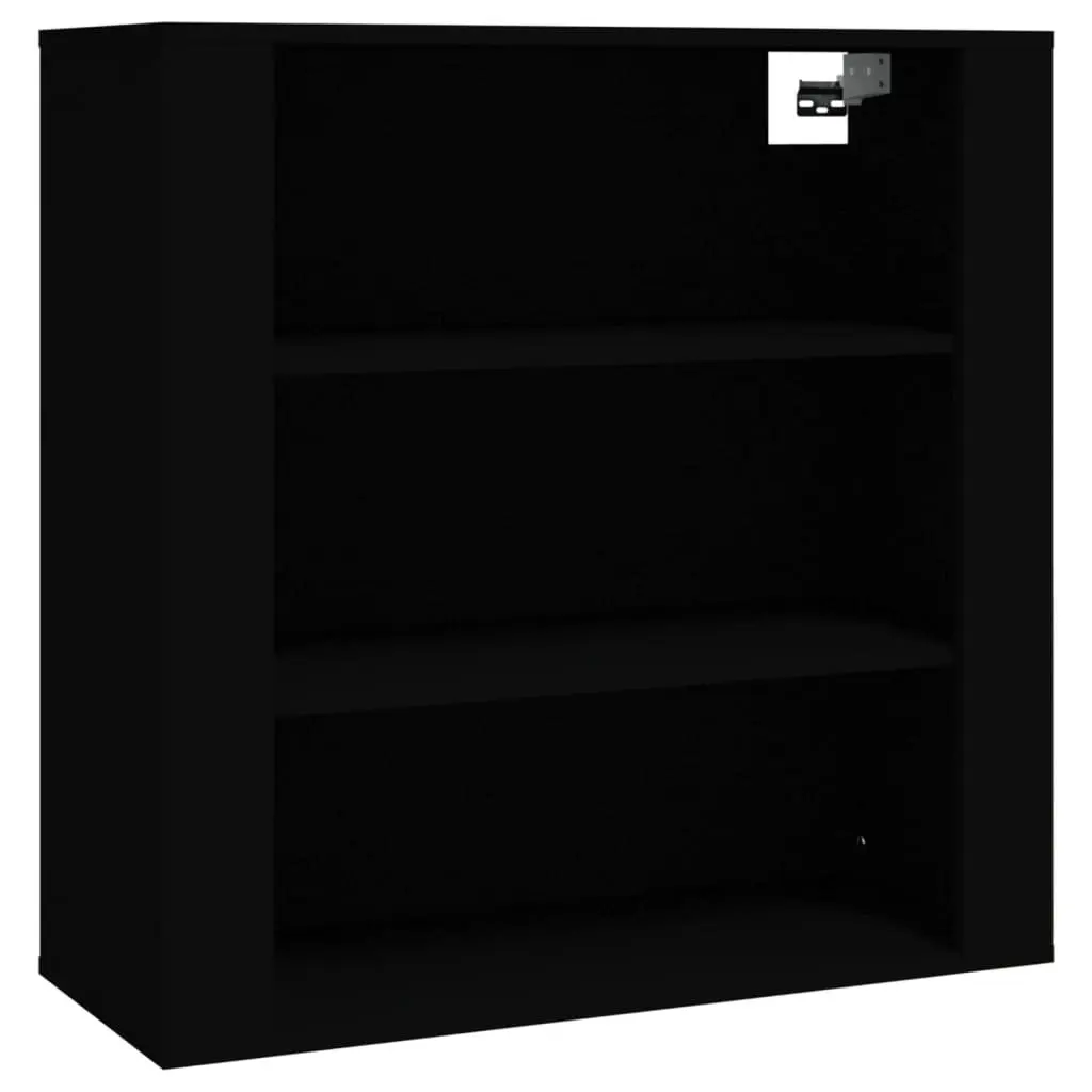 Highboard Black Engineered Wood Wall-Mounted Storage Cabinet Sideboard