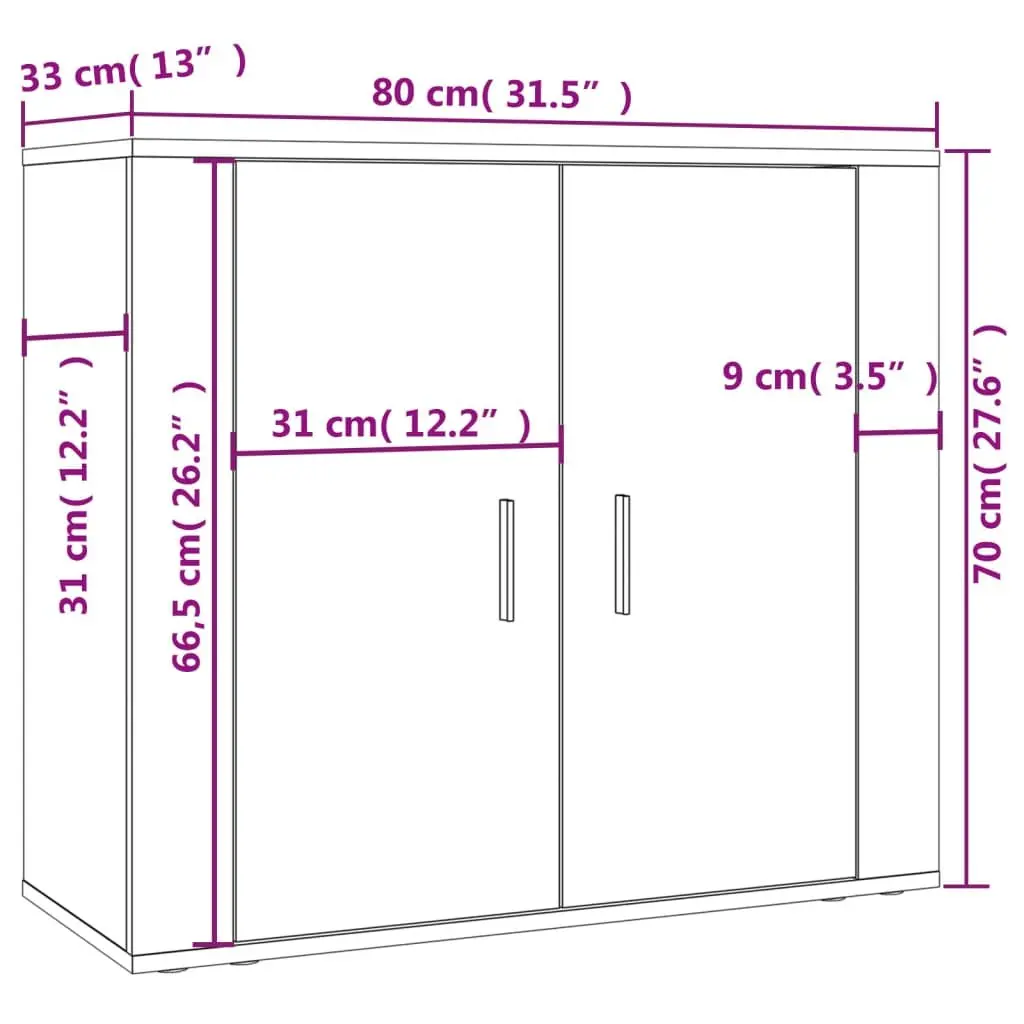 Highboard Black Engineered Wood Wall-Mounted Storage Cabinet Sideboard