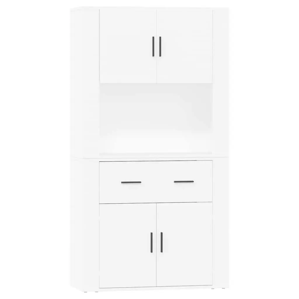 Highboard White Engineered Wood Wall-Mounted Storage Cabinet