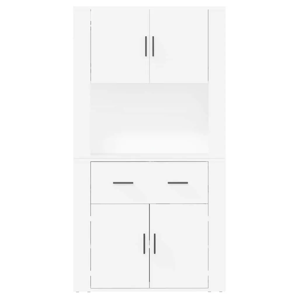 Highboard White Engineered Wood Wall-Mounted Storage Cabinet