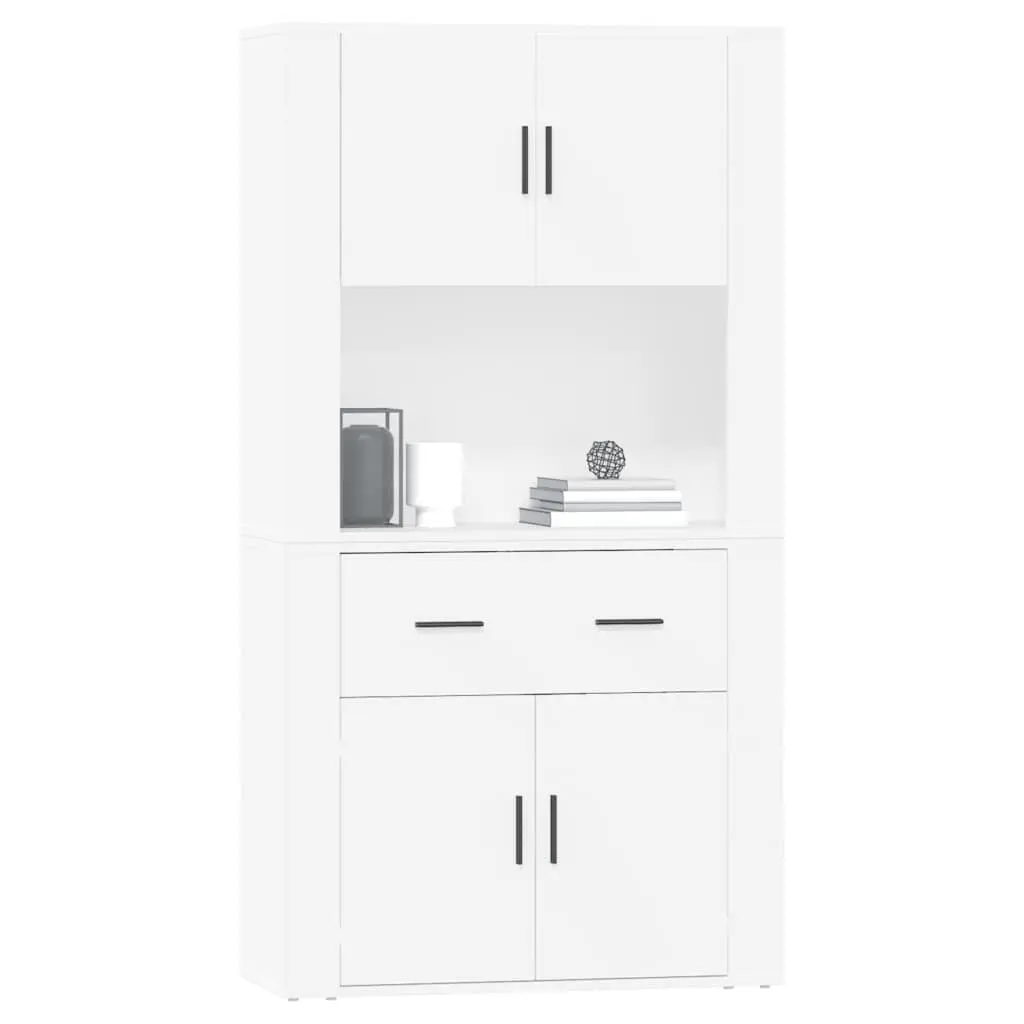 Highboard White Engineered Wood Wall-Mounted Storage Cabinet