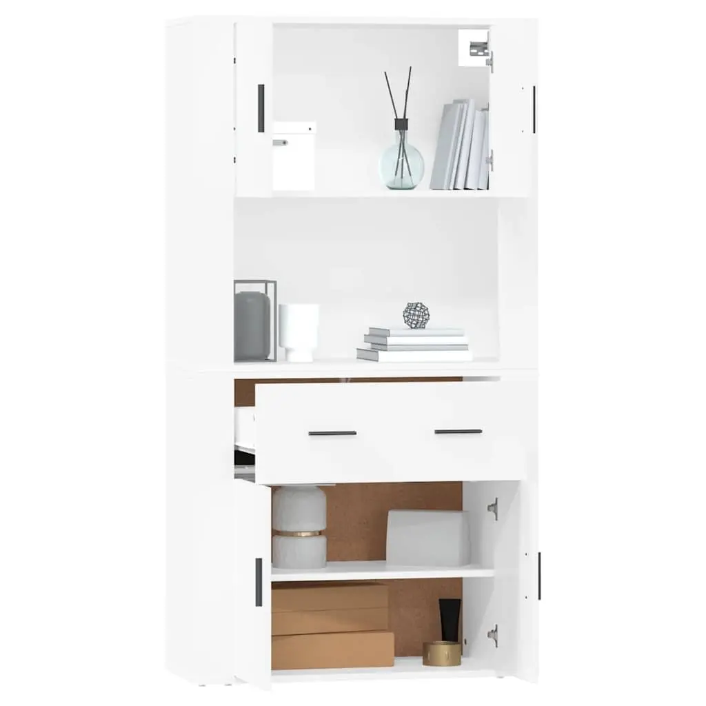 Highboard White Engineered Wood Wall-Mounted Storage Cabinet