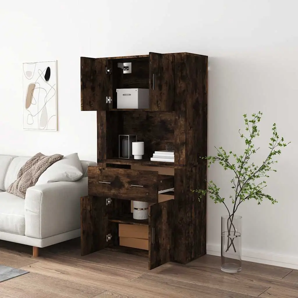 Brown Wall-Mounted Highboard Sideboard Cabinet