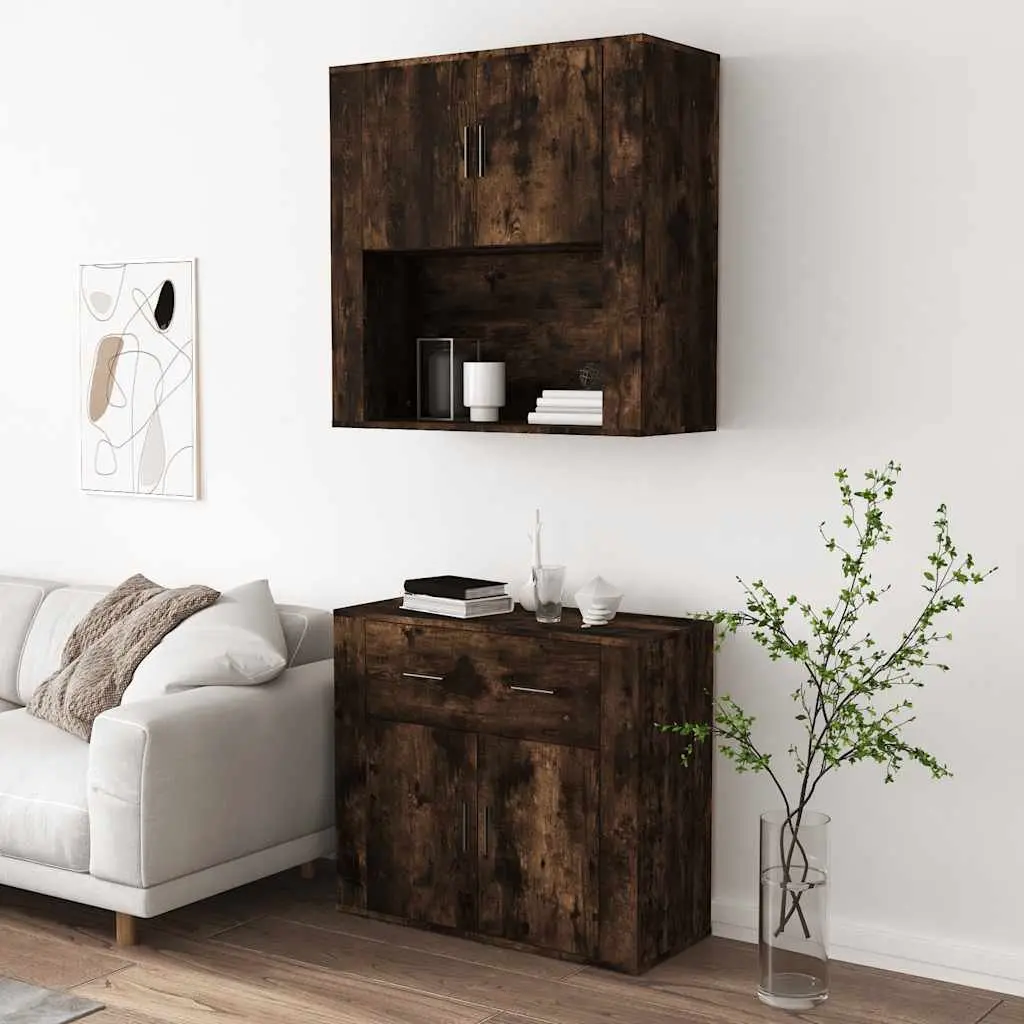 Brown Wall-Mounted Highboard Sideboard Cabinet