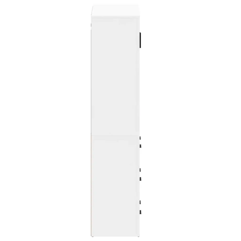 White Engineered Wood Highboard Storage Cabinet