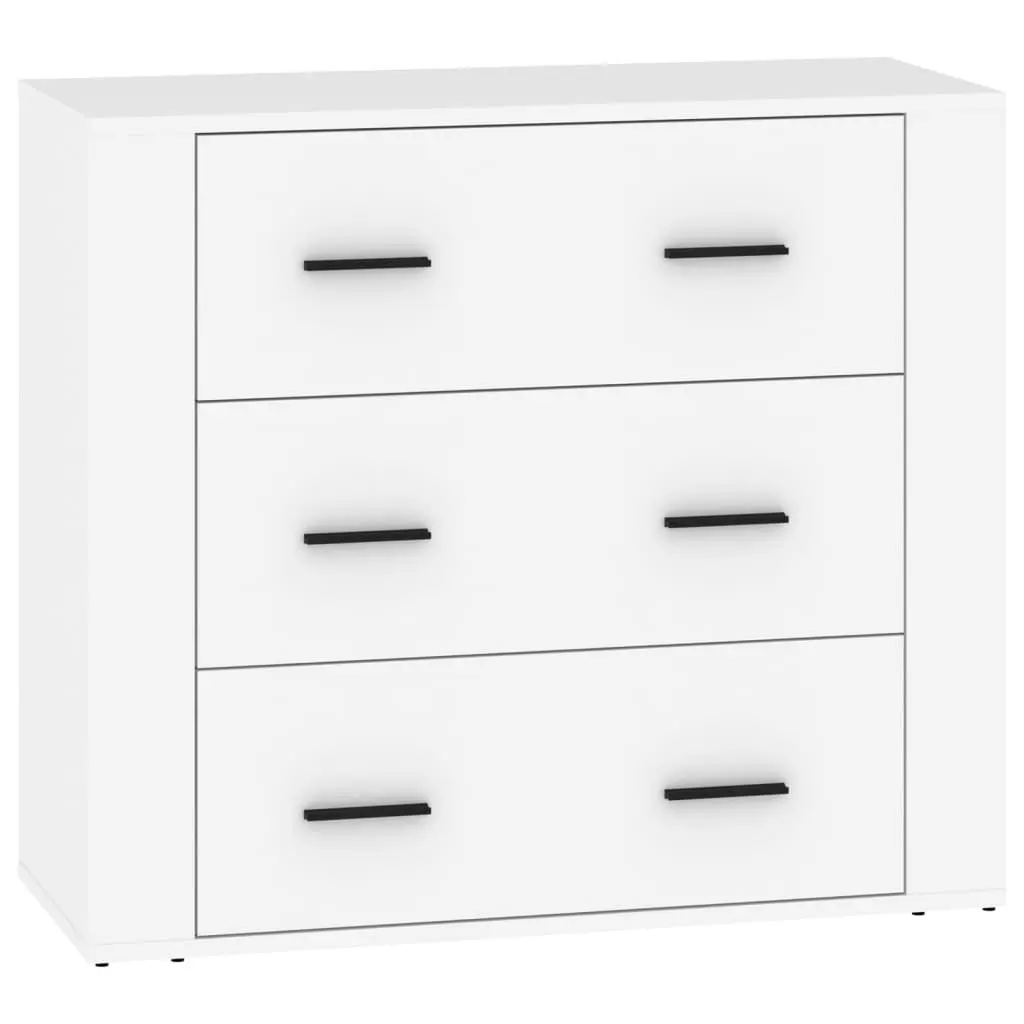 White Sideboards Storage Cabinets Set of 3 Engineered Wood Furniture Buffet