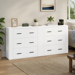 White Engineered Wood Sideboards 2-Piece Set