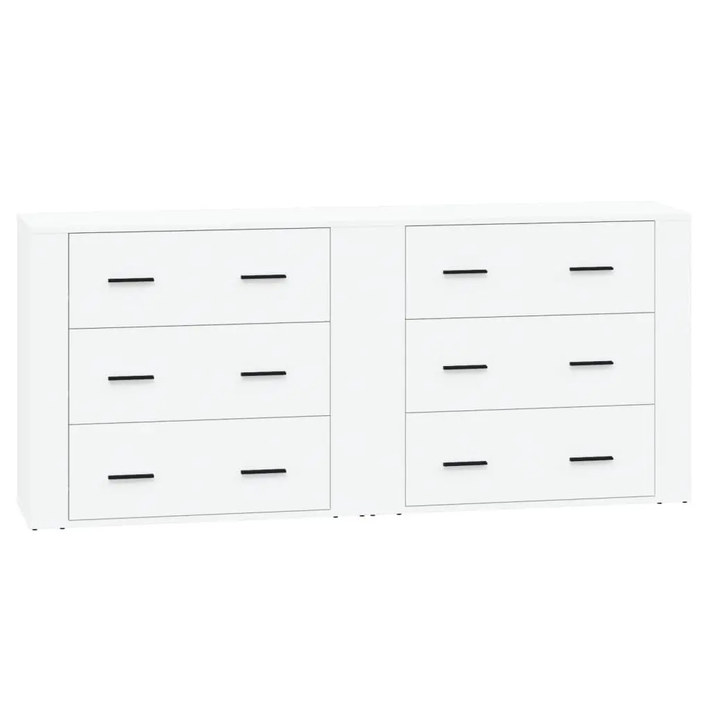Sideboards White 2 Piece Storage Cabinet Engineered Wood Furniture Buffet