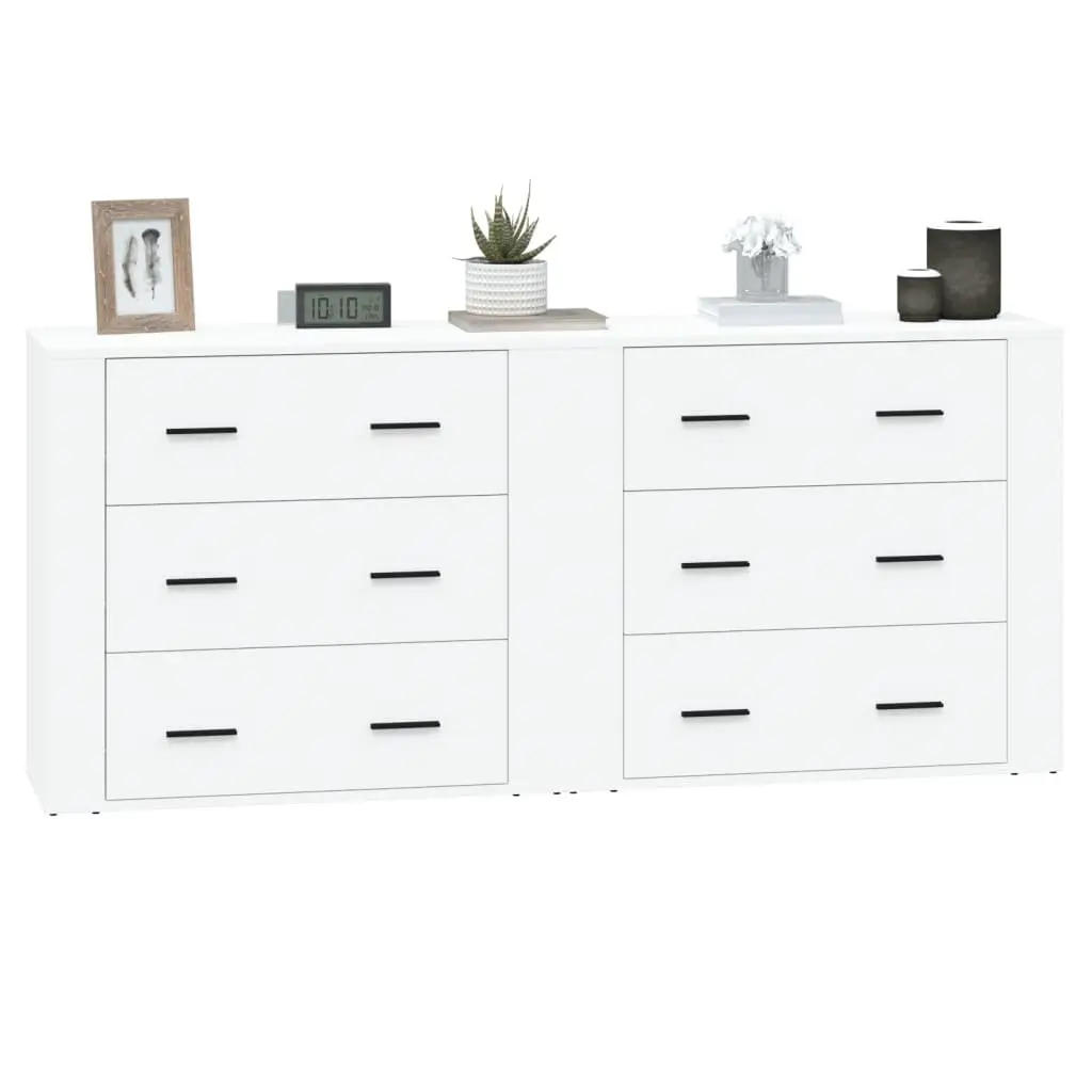 Sideboards White 2 Piece Storage Cabinet Engineered Wood Furniture Buffet