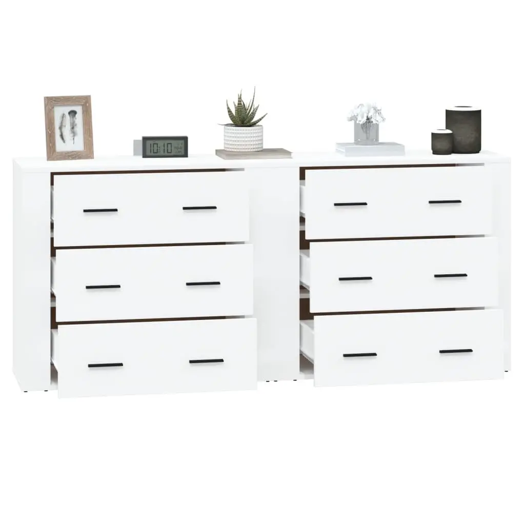 Sideboards White 2 Piece Storage Cabinet Engineered Wood Furniture Buffet