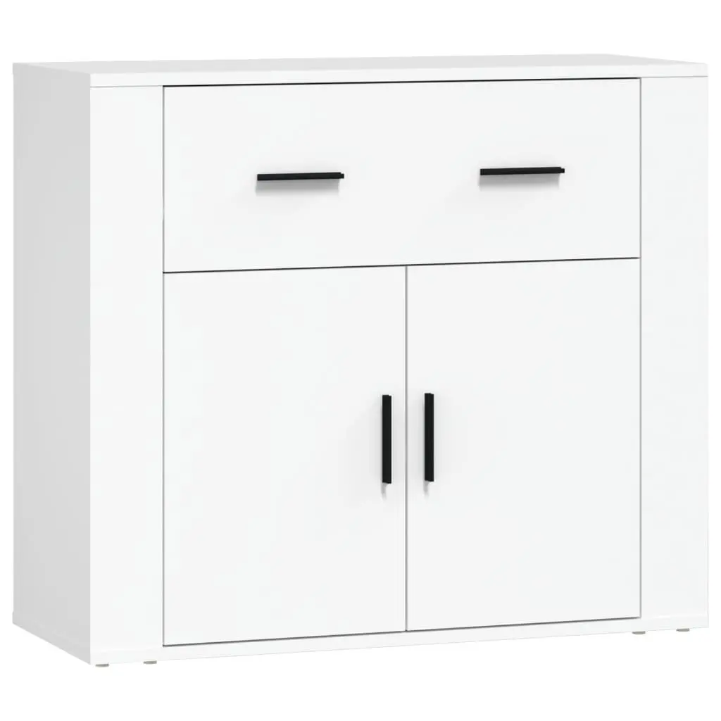 Sideboard Cabinet White 3 Piece Storage Unit Engineered Wood Buffet Display