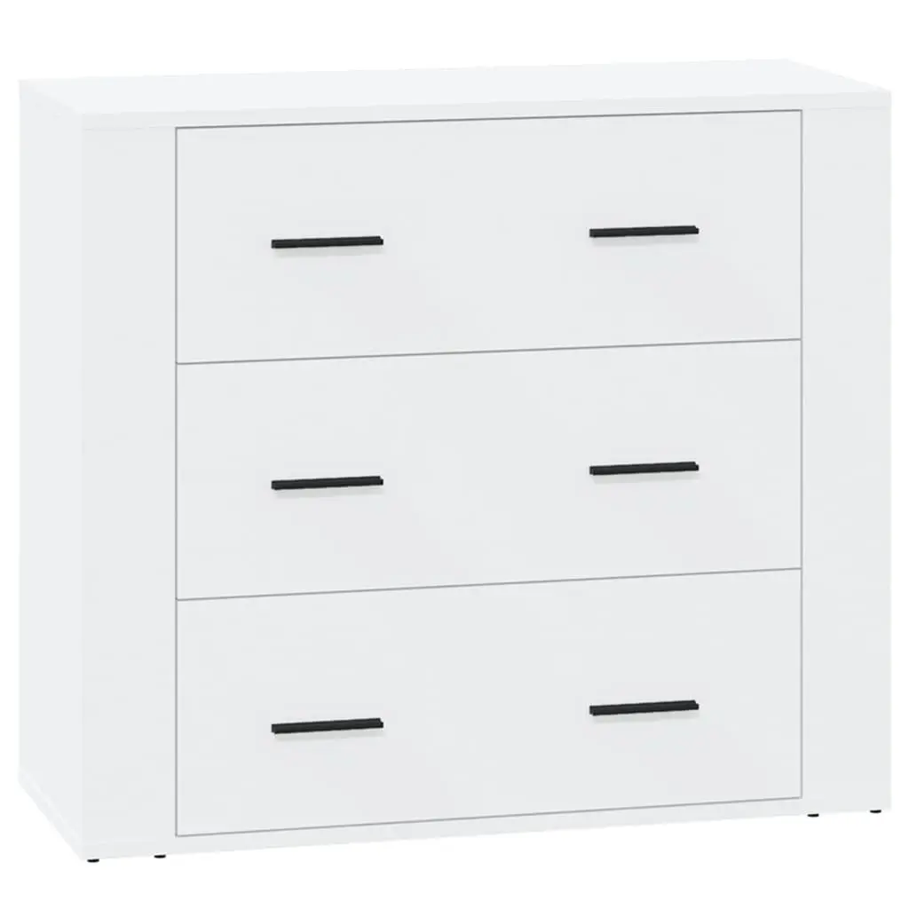 Sideboard Cabinet White 3 Piece Storage Unit Engineered Wood Buffet Display