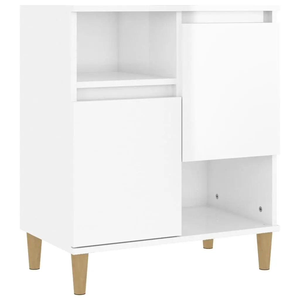 Sideboard Cabinet High Gloss White 2 Piece Storage Cupboard 4 Compartments 2 Doors Engineered Wood