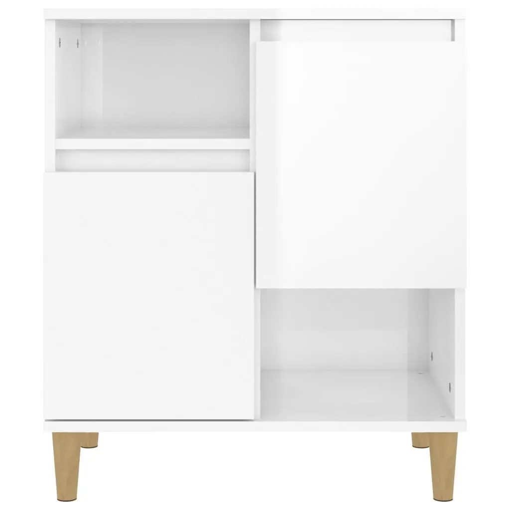 Sideboard Cabinet High Gloss White 2 Piece Storage Cupboard 4 Compartments 2 Doors Engineered Wood