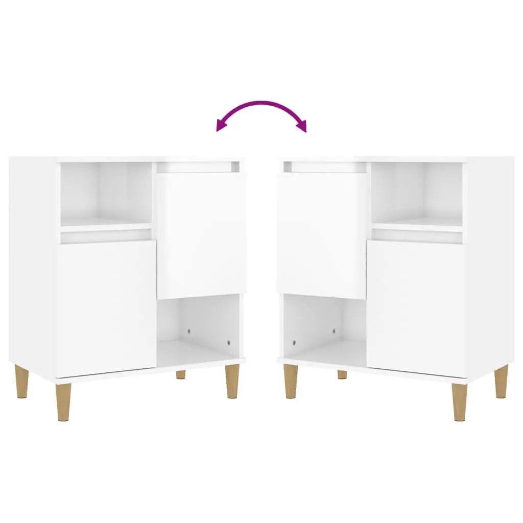 Sideboard Cabinet High Gloss White 2 Piece Storage Cupboard 4 Compartments 2 Doors Engineered Wood
