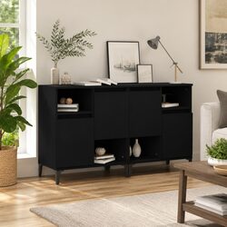 Elegant Black Sideboard Cabinet Set - 2 Pieces