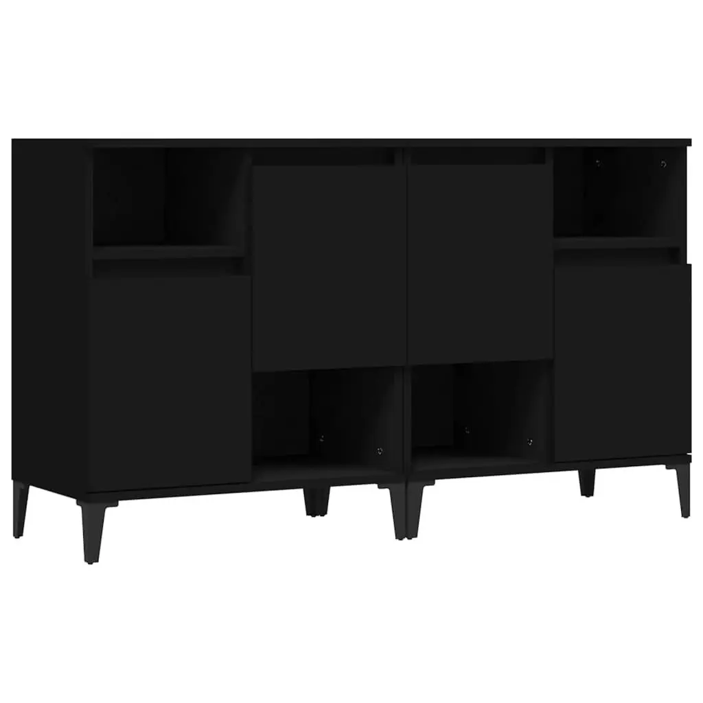 Sideboard Cabinet 2 pcs Black 60x35x70 cm Storage Buffet Engineered Wood