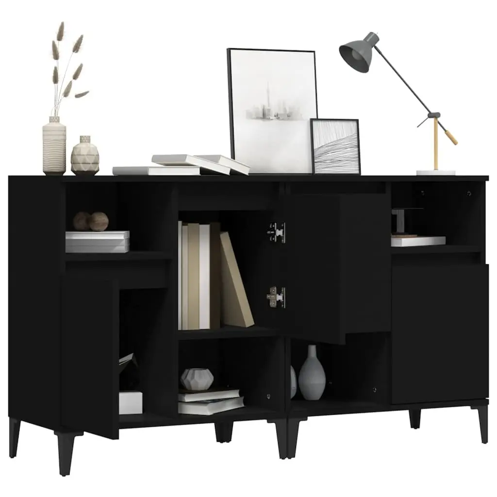 Sideboard Cabinet 2 pcs Black 60x35x70 cm Storage Buffet Engineered Wood