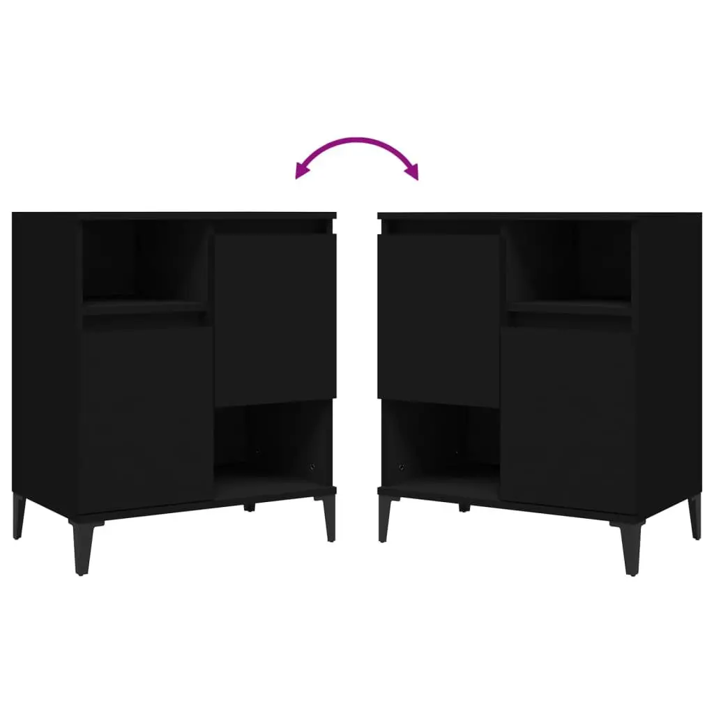 Sideboard Cabinet 2 pcs Black 60x35x70 cm Storage Buffet Engineered Wood