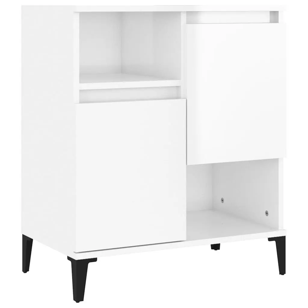 High Gloss White Sideboards Storage Cabinet Engineered Wood 60x35x70cm Set of 2
