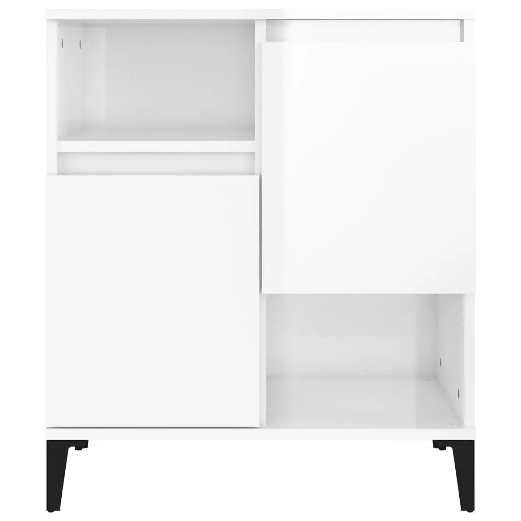 High Gloss White Sideboards Storage Cabinet Engineered Wood 60x35x70cm Set of 2