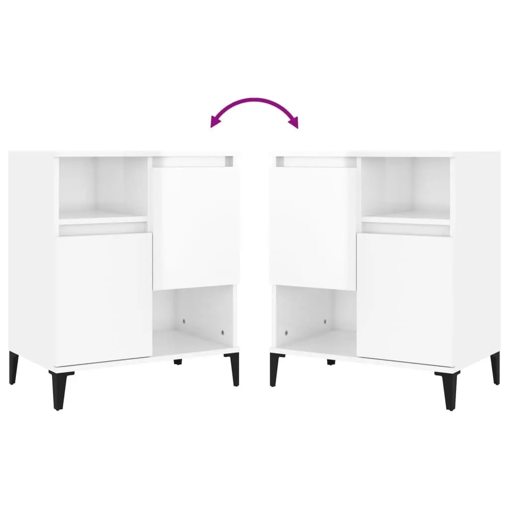 High Gloss White Sideboards Storage Cabinet Engineered Wood 60x35x70cm Set of 2