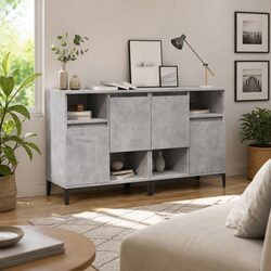 Grey Engineered Wood Sideboard Cabinet for Home Storage