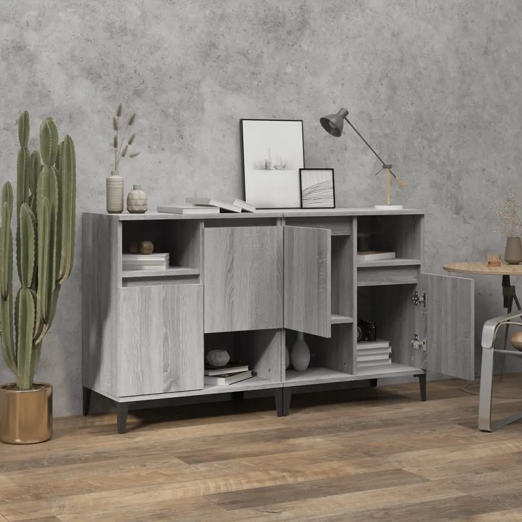 Sideboard Cabinet Grey 60x35x70 cm Engineered Wood 2 Piece